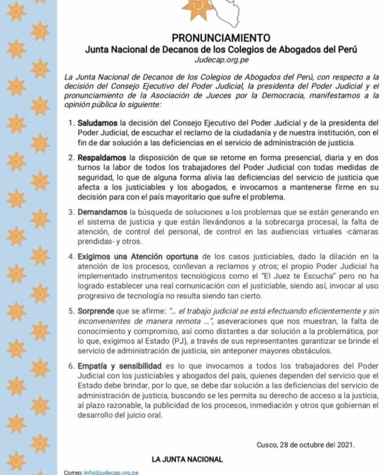 Pronunciamiento de la JUDECAP