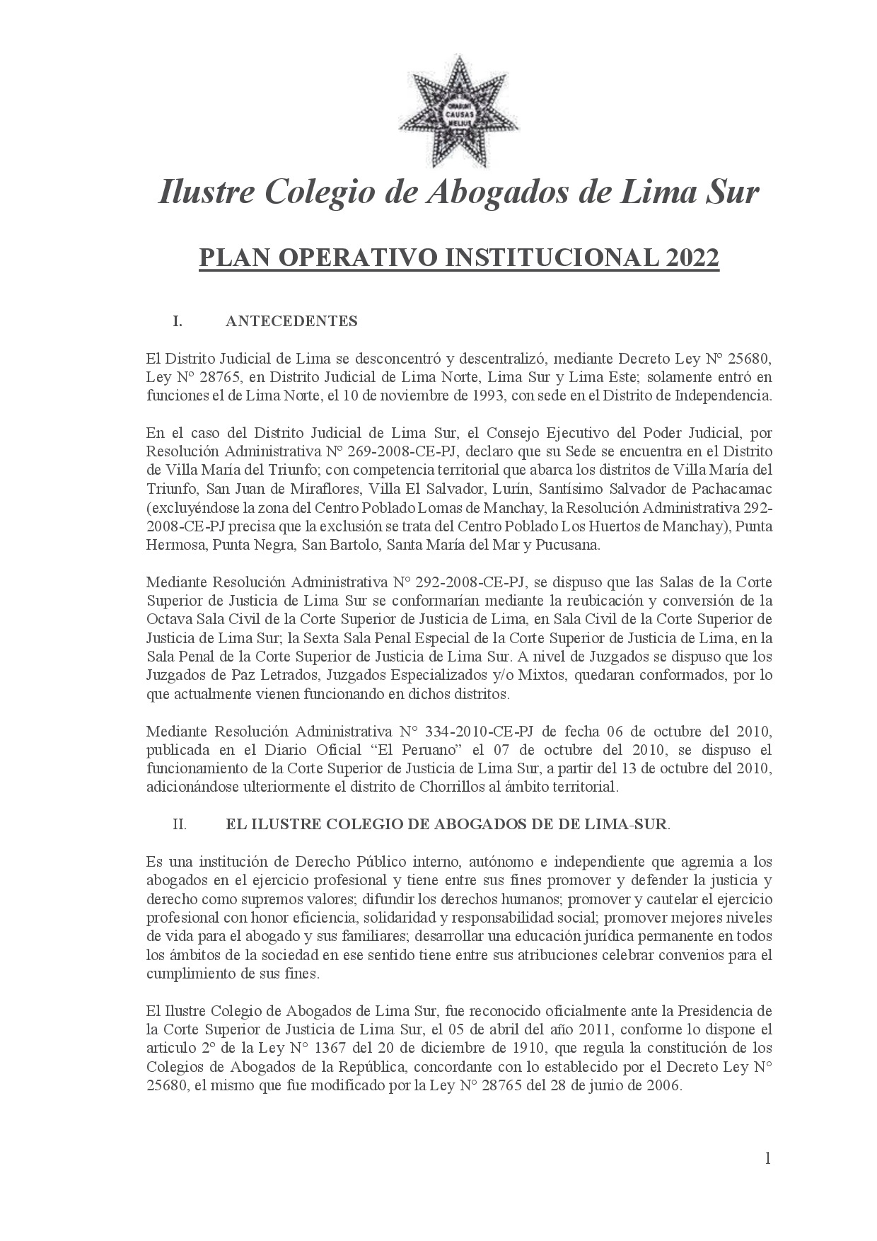 Plan Operativo Institucional 2022