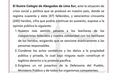 Pronunciamiento del CALSUR 16 Enero