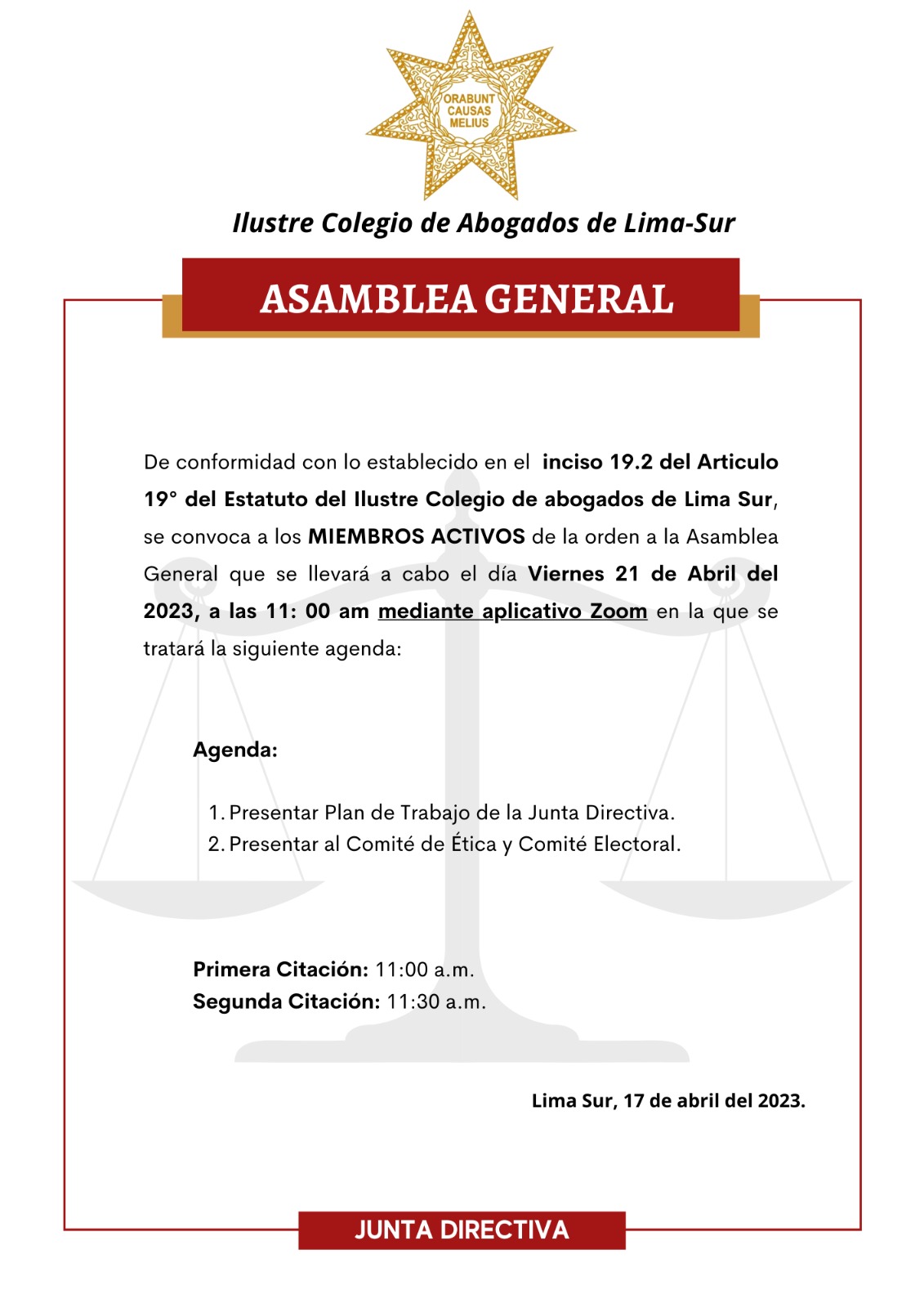 Asamblea General 21 abril 2023 11.00 am