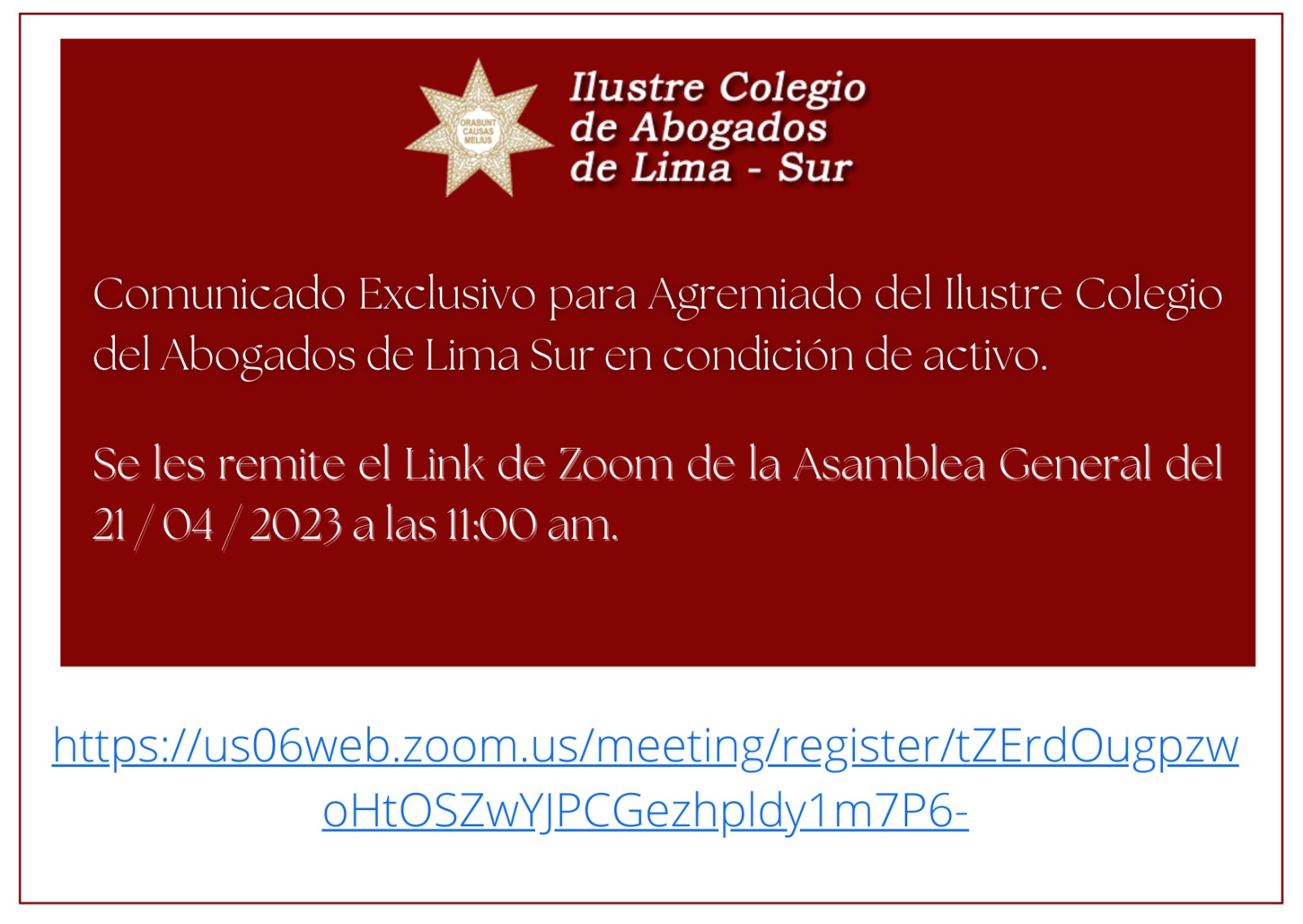 Acceso a Asamblea General 21 abril 2023 11.00 am