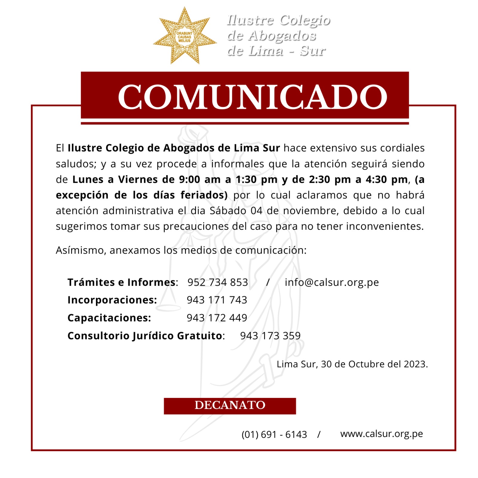 Comunicado 30 Octubre
