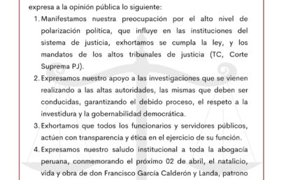 Junta Directiva del CALSUR expresa a la opinón pública su preocupación por el alto nivel de polarización política