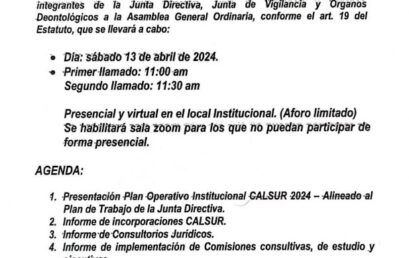 Convocatoria a Asamblea General Ordinaria 13.04.2024