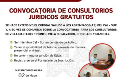 Convocatoria de Consultorios Jurídicos Gratuitos