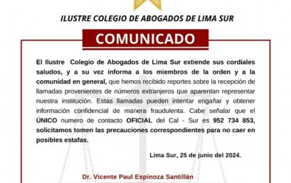 COMUNICADO: El CALSUR informa que el único número de contacto oficial es 952734853