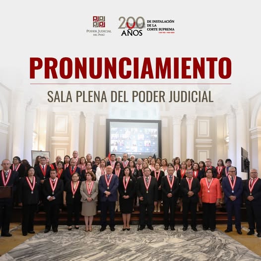 Sala Plena del Poder Judicial emite pronunciamiento sobre su autonomía e independencia