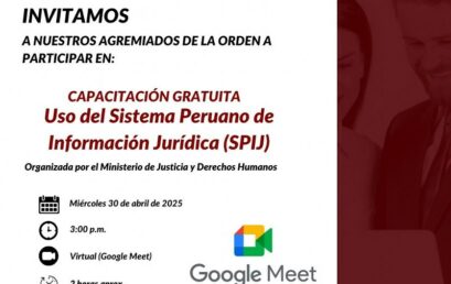 Invitación a Capacitación Gratuita sobre el Sistema Peruano de Información Jurídica (SPIJ)