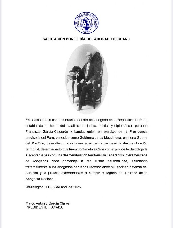 FIA: Salutación por el día del Abogado Peruano