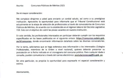 Convocatoria para selección profesional del Tribunal Constitucional
