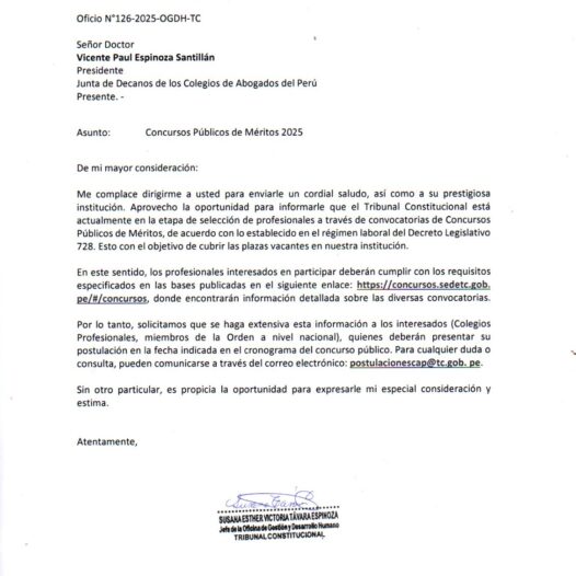 Convocatoria para selección profesional del Tribunal Constitucional