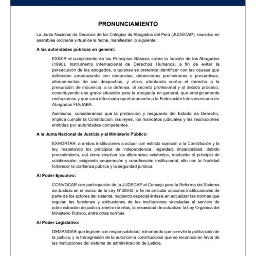 Pronunciamiento JUDECAP