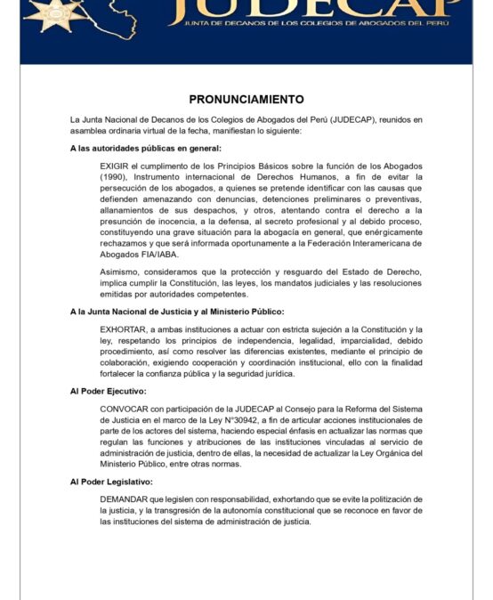 Pronunciamiento JUDECAP