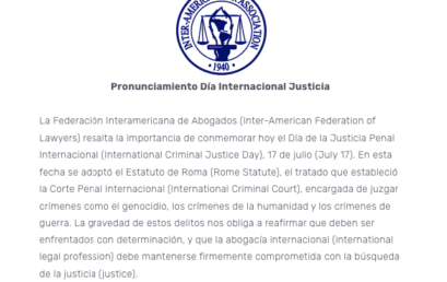 Pronunciamietno FIA Día Internacional de la Justicia