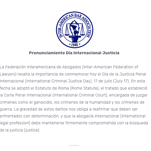 Pronunciamietno FIA Día Internacional de la Justicia