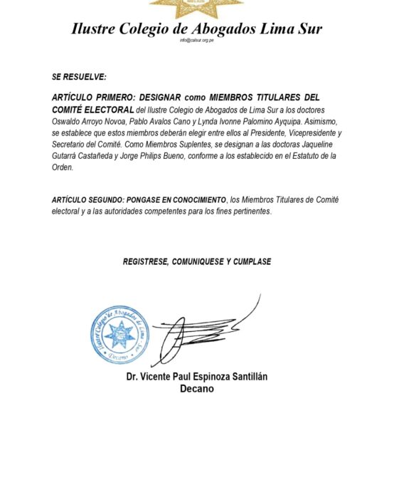 Resolución acuerdo general extraordinaria – designación de comité electoral 1
