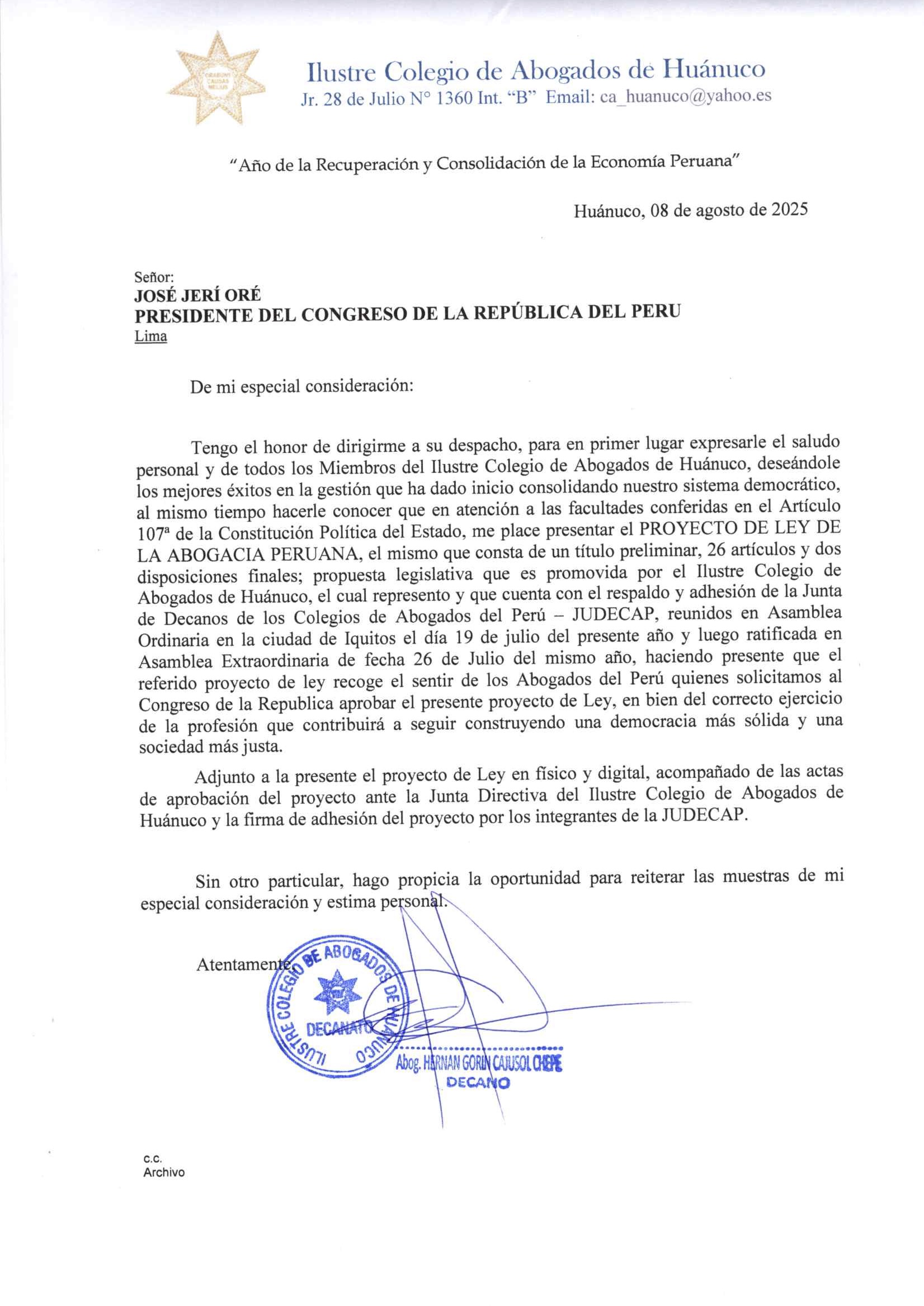 CARTA DE PRESENTACION DE PROYECTO