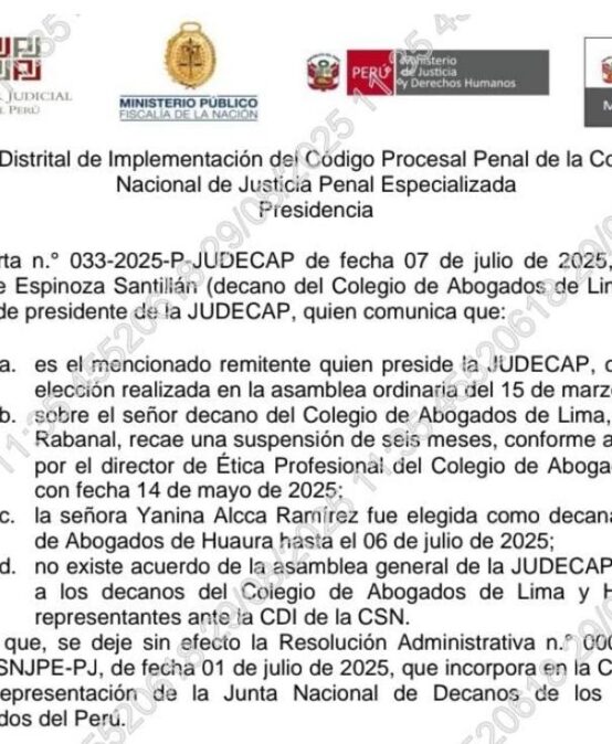Comisión Distrital de Implementación del Código Procesal Penal de la Corte Nacional 1