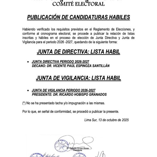 Publicación de candidaturas hábiles