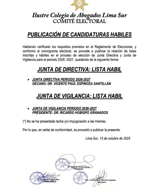 Publicación de candidaturas hábiles