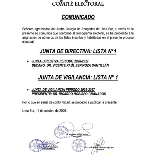 Asignación de números de las listas inscritas y habilitadas – Elecciones 2025
