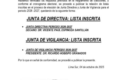 Publicación de Candidaturas Inscritas