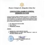 Convocatoria Asamblea General Ordinaria 03 enero 2026