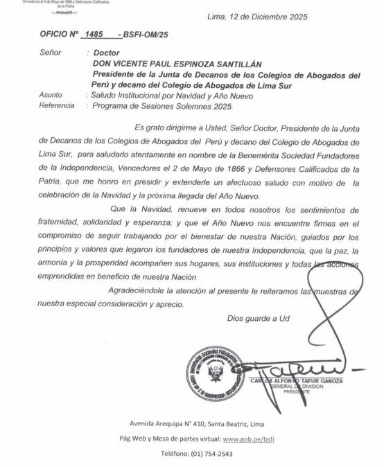 Saludo por navidad de la Benemérita Sociedad Fundadores de la Independencia,