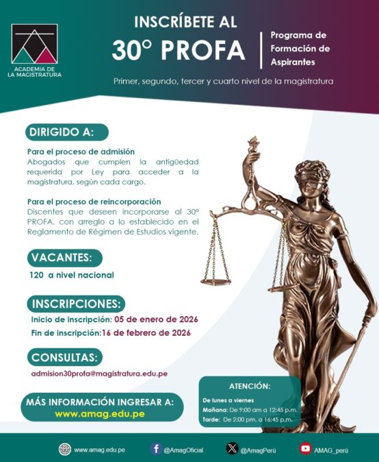 CONVOCATORIA OFICIAL – PROCESO DE ADMISIÓN 30° PROFA