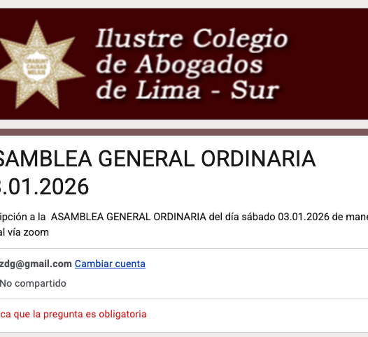 Registro para Asamblea General Ordinaria