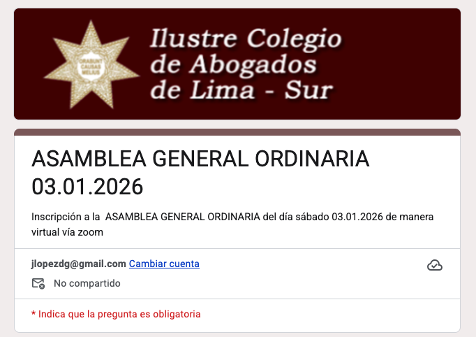 Registro para Asamblea General Ordinaria Registro para Asamblea General Ordinaria
