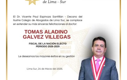 Saludo institucional al Dr Tomás Aladino Gálvez