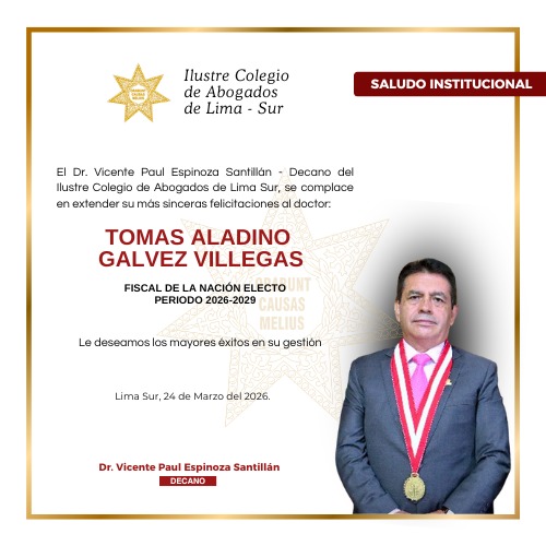 Saludo institucional al Dr Tomás Aladino Gálvez