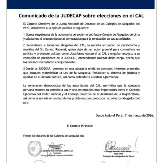 Comunicado de la JUDECAP sobre elecciones en el CAL