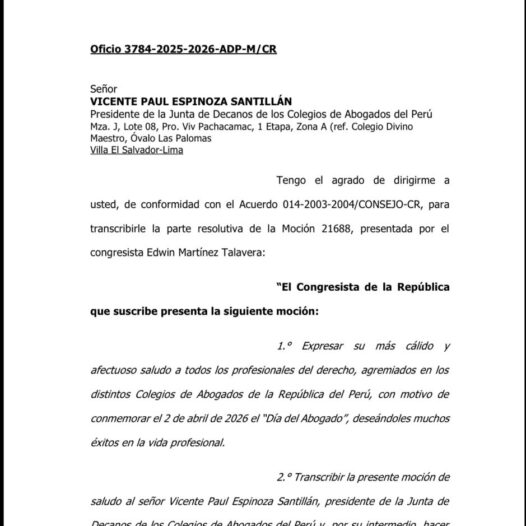 Saludo del Congreso de la República por el día del Abogado