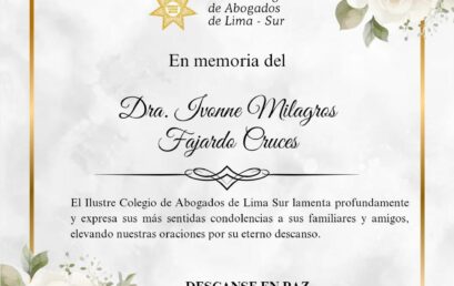 Condolencias a los familiares y amigos por el fallecimiento de la Dra Ivonne Milagros Fajardo Cruces
